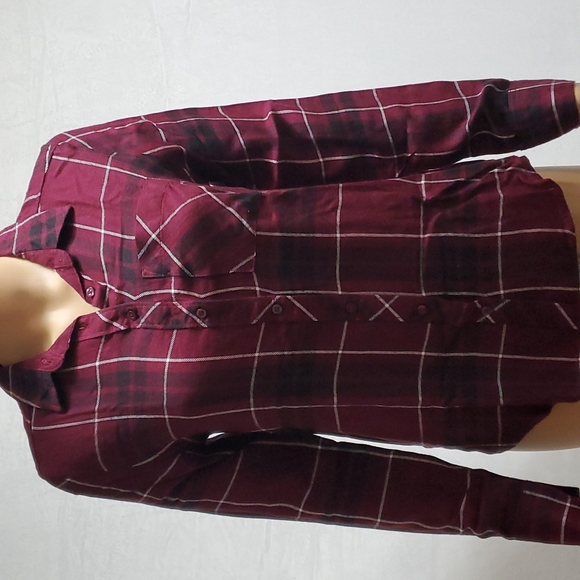 ARIZONA long sleeve blouse checkered maroon xs - Picture 1 of 8